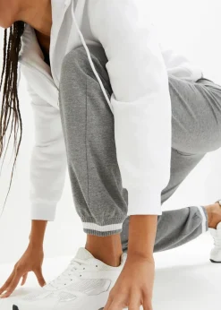 bonprix Hosen|Sweat^Sweathose aus elastischem Baumwoll-Mix grau meliert