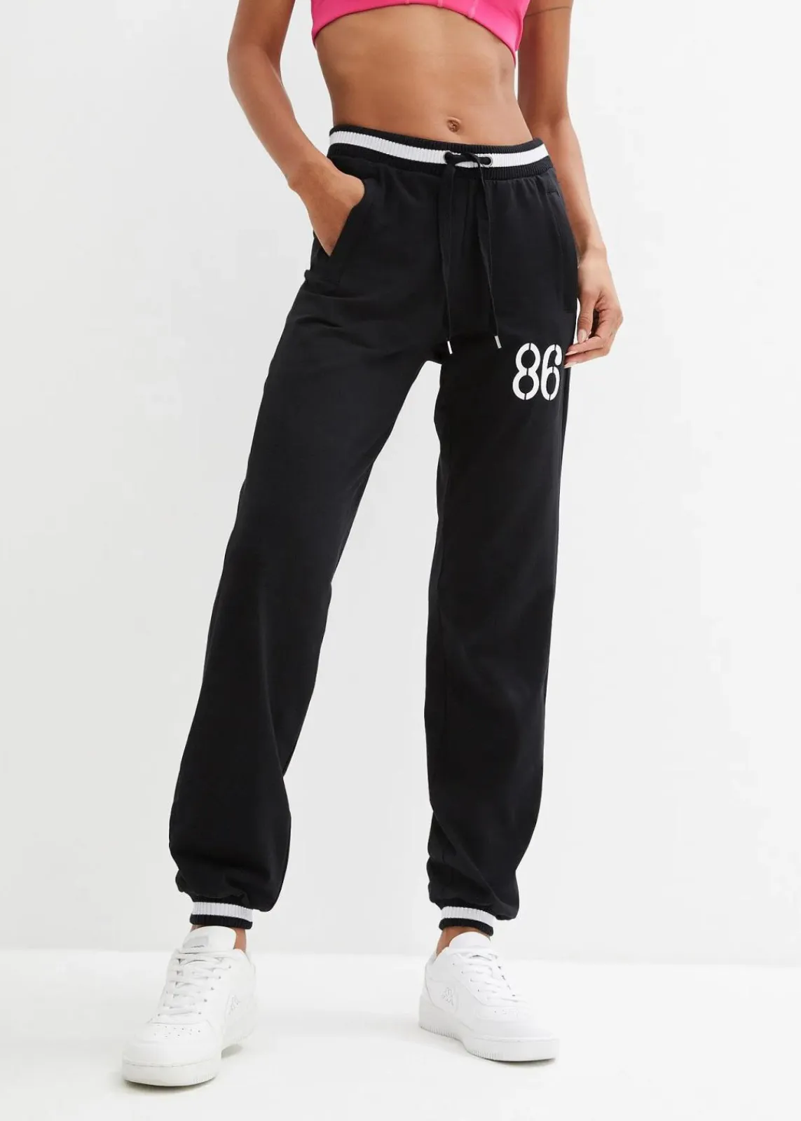 bonprix Bekleidung·Blusen & Tuniken|Bekleidung·Kleider^Sweathose aus elastischem Baumwoll-Mix schwarz