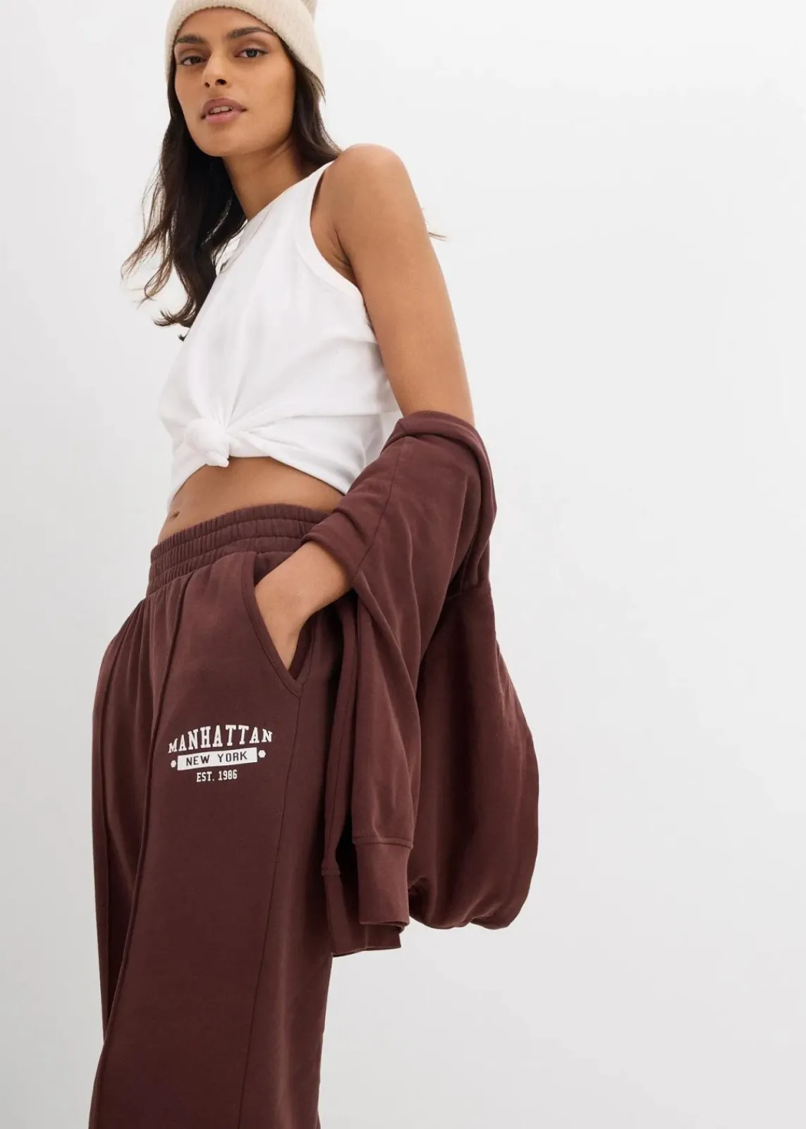 bonprix Bekleidung·Blusen & Tuniken|Bekleidung·Kleider^Sweathose aus reiner Baumwolle terrabraun