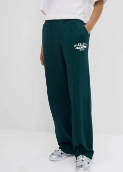 bonprix Hosen|Sweat^Sweathose aus reiner Baumwolle tiefgrün