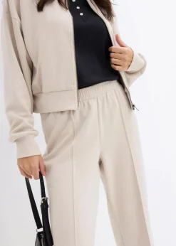 bonprix Hosen|Sweat^Sweathose aus softem Viskose-Mix steingrau