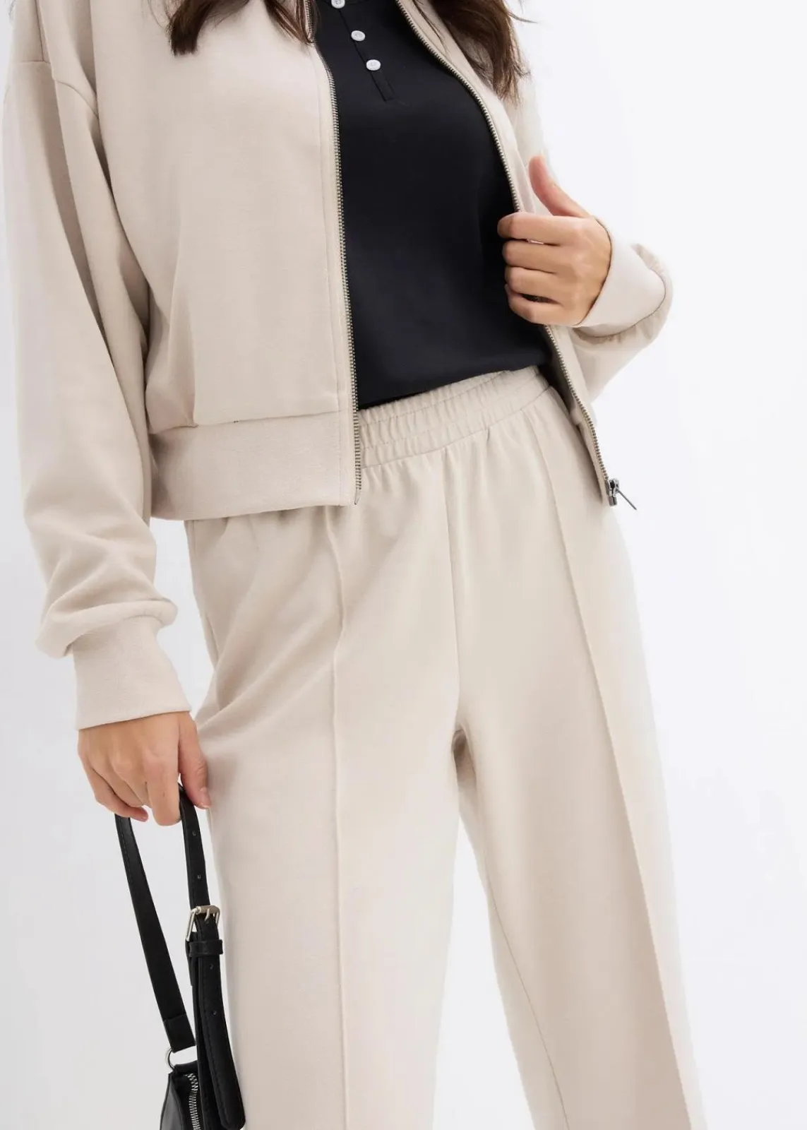 bonprix Hosen|Sweat^Sweathose aus softem Viskose-Mix steingrau