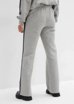 bonprix Hosen|Sweat^Sweathose aus weichem Baumwoll-Mix hellgrau meliert/dunkelblau