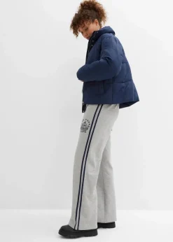 bonprix Hosen|Sweat^Sweathose aus weichem Baumwoll-Mix hellgrau meliert/dunkelblau