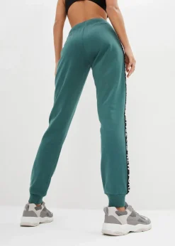 bonprix Hosen|Sweat^Sweathose mit Bündchen und Statement-Druck mattgrün bedruckt
