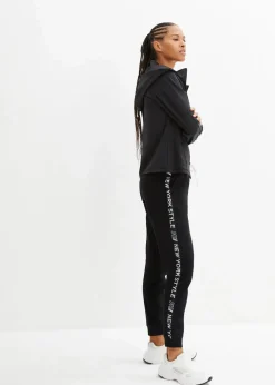 bonprix Bekleidung·Blusen & Tuniken|Bekleidung·Kleider^Sweathose mit Bündchen und Statement-Druck schwarz bedruckt