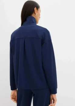 bonprix Bekleidung·Blusen & Tuniken|Sweat^Sweatjacke aus leicht glänzendem Viskose-Mix dunkelblau