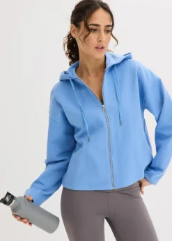 bonprix Bekleidung·Röcke|Bekleidung·Blusen & Tuniken^Sweatjacke aus reiner Bio-Baumwolle mittelblau