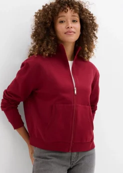bonprix Nachhaltigere Materialien|Sweat^Sweatjacke aus reiner Bio-Baumwolle pflaumenrot