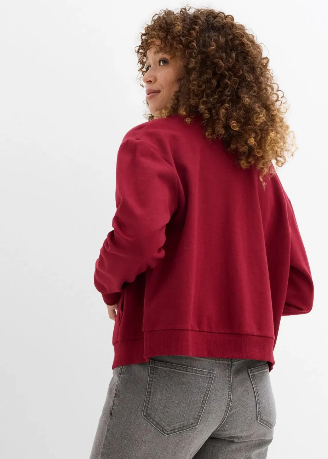 bonprix Nachhaltigere Materialien|Sweat^Sweatjacke aus reiner Bio-Baumwolle pflaumenrot