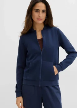 bonprix Nachhaltigere Materialien|Sweat^Sweatjacke aus Scuba mit Reißverschluss dunkelblau