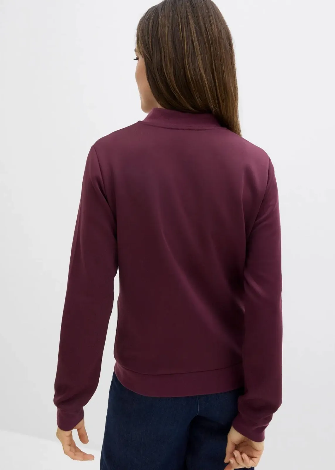 bonprix Nachhaltigere Materialien|Sweat^Sweatjacke aus Scuba mit Reißverschluss weinrot