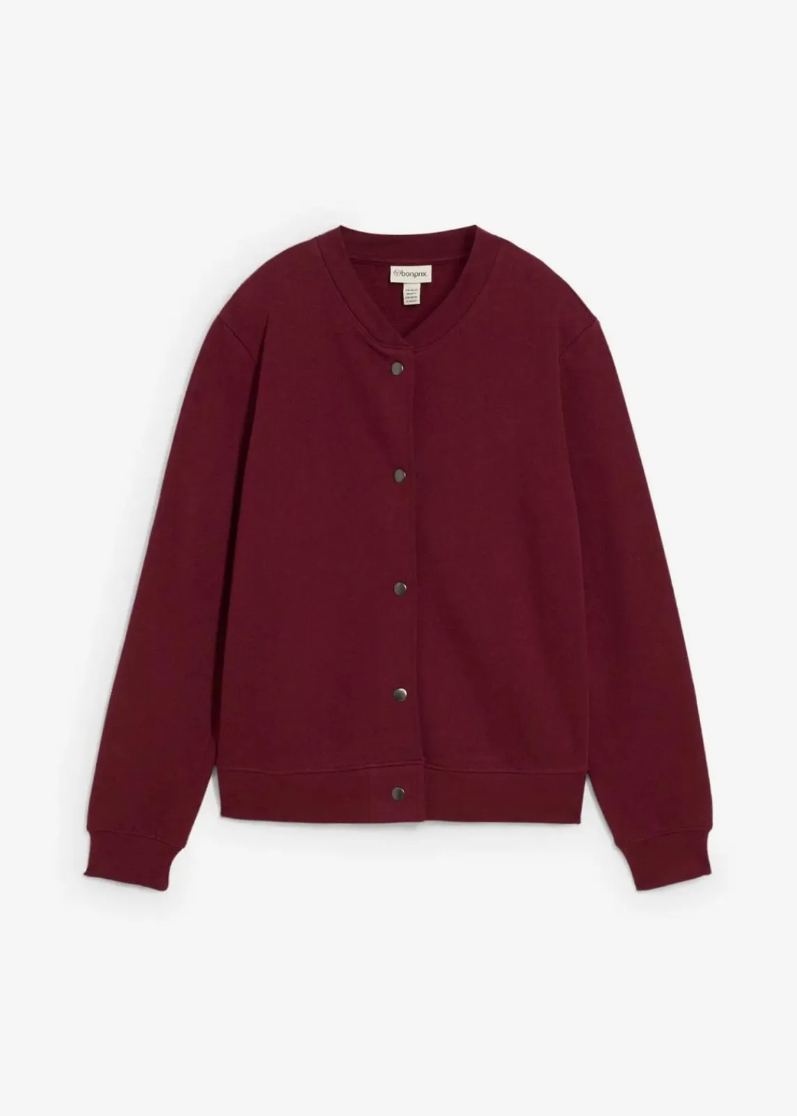 bonprix Nachhaltigere Materialien|Sweat^Sweatjacke mit Knopfleiste ahornrot