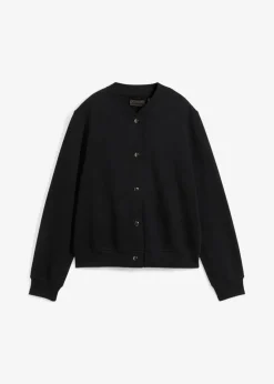 bonprix Bekleidung·Blusen & Tuniken|Sweat^Sweatjacke mit Knopfleiste schwarz