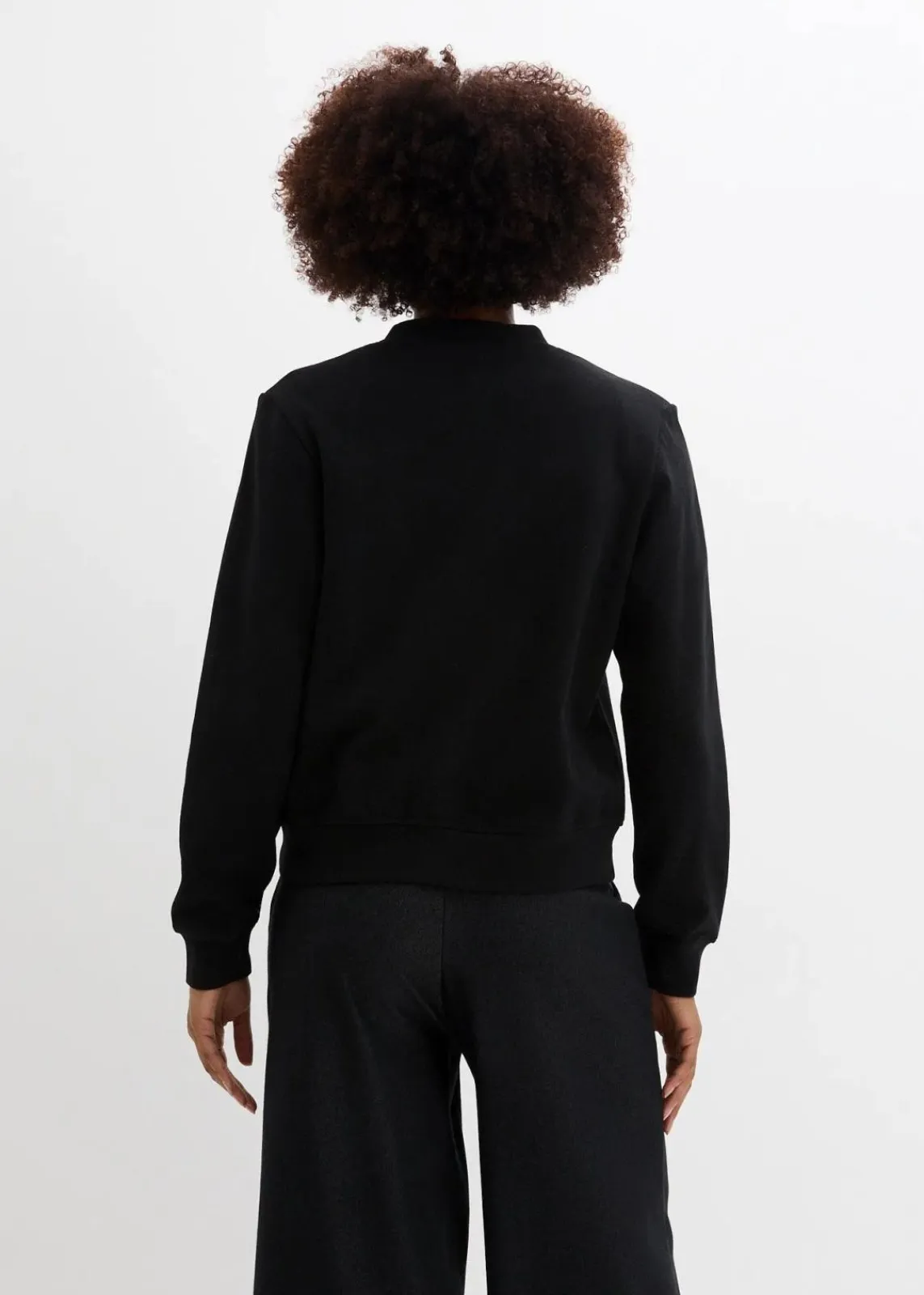 bonprix Bekleidung·Blusen & Tuniken|Sweat^Sweatjacke mit Knopfleiste schwarz