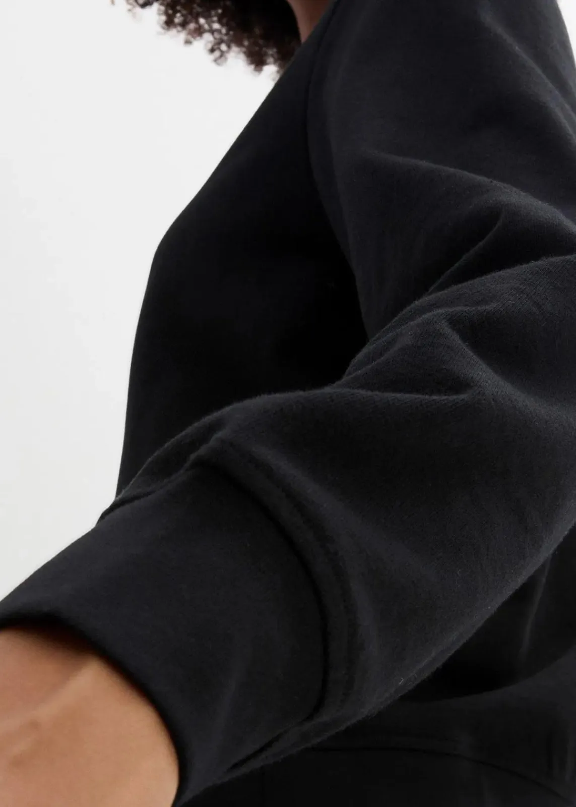 bonprix Bekleidung·Blusen & Tuniken|Sweat^Sweatjacke mit Knopfleiste schwarz