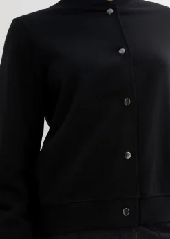 bonprix Bekleidung·Blusen & Tuniken|Sweat^Sweatjacke mit Knopfleiste schwarz