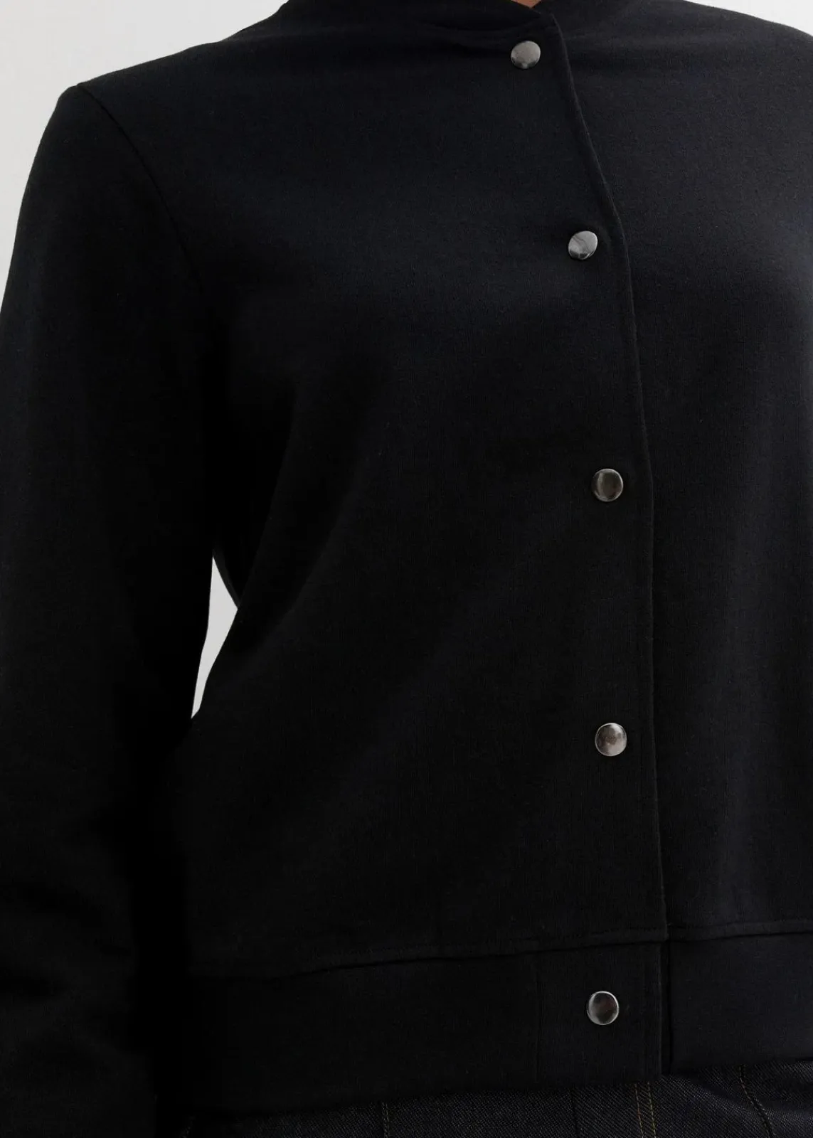 bonprix Bekleidung·Blusen & Tuniken|Sweat^Sweatjacke mit Knopfleiste schwarz