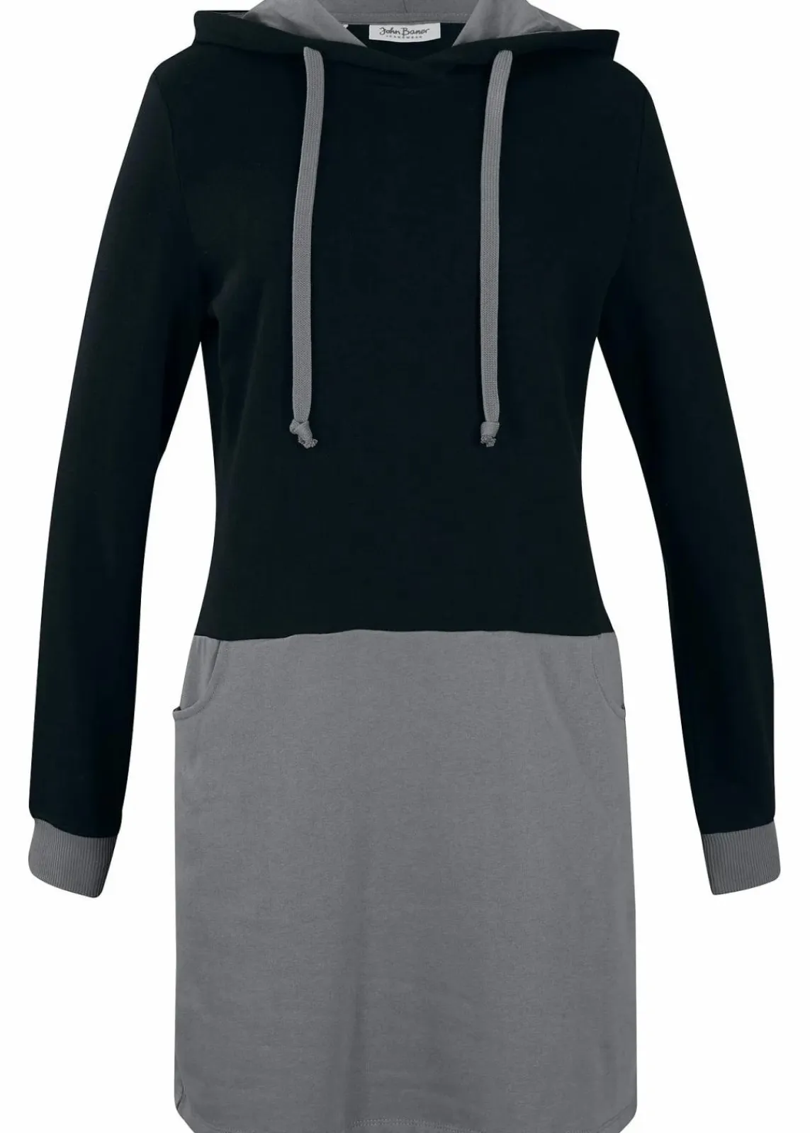 bonprix Bekleidung·Blusen & Tuniken|Bekleidung·Pullover & Strickjacken^Sweatkleid grau/schwarz