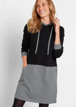 bonprix Bekleidung·Blusen & Tuniken|Bekleidung·Pullover & Strickjacken^Sweatkleid grau/schwarz
