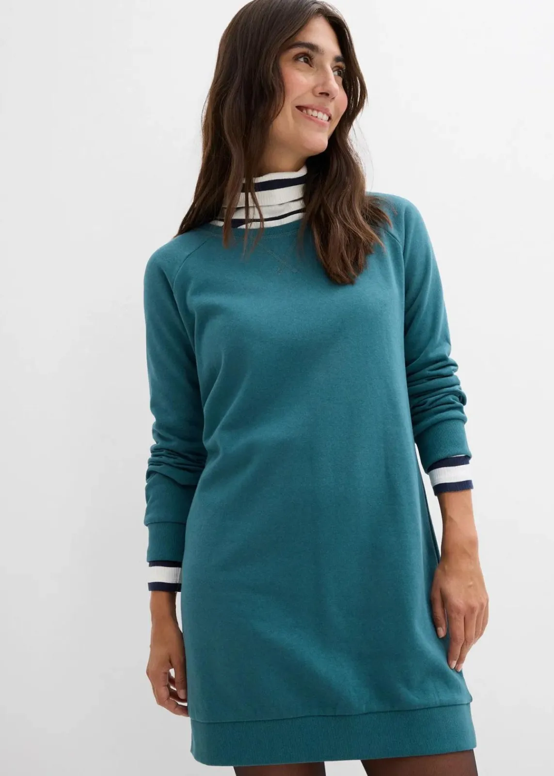 bonprix Kleider|Sweat^Sweatkleid pfeffergrün