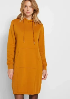 bonprix Kleider|Sweat^Sweatkleid aus Baumwoll-Mix rehbraun