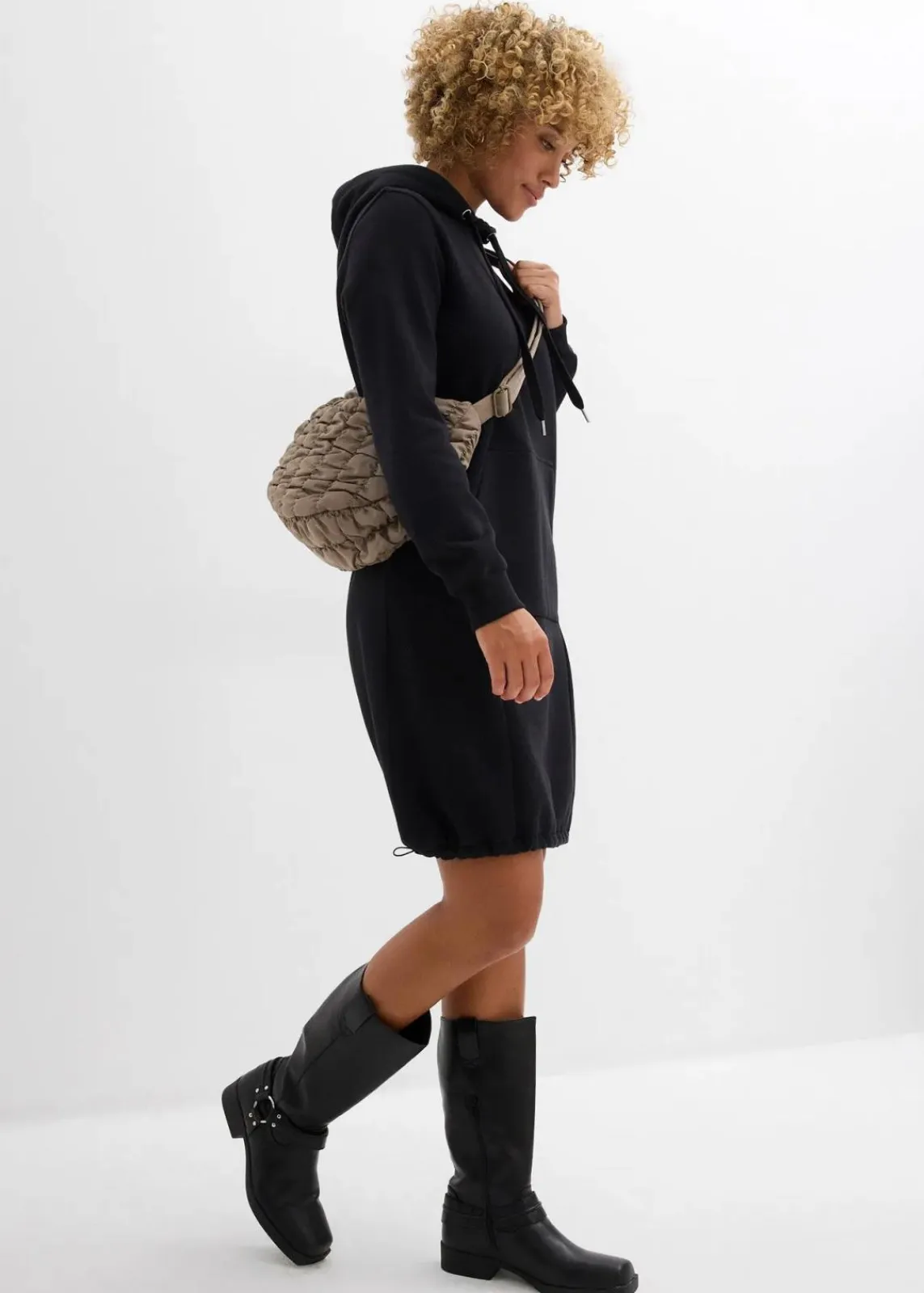 bonprix Kleider|Sweat^Sweatkleid aus Baumwoll-Mix schwarz