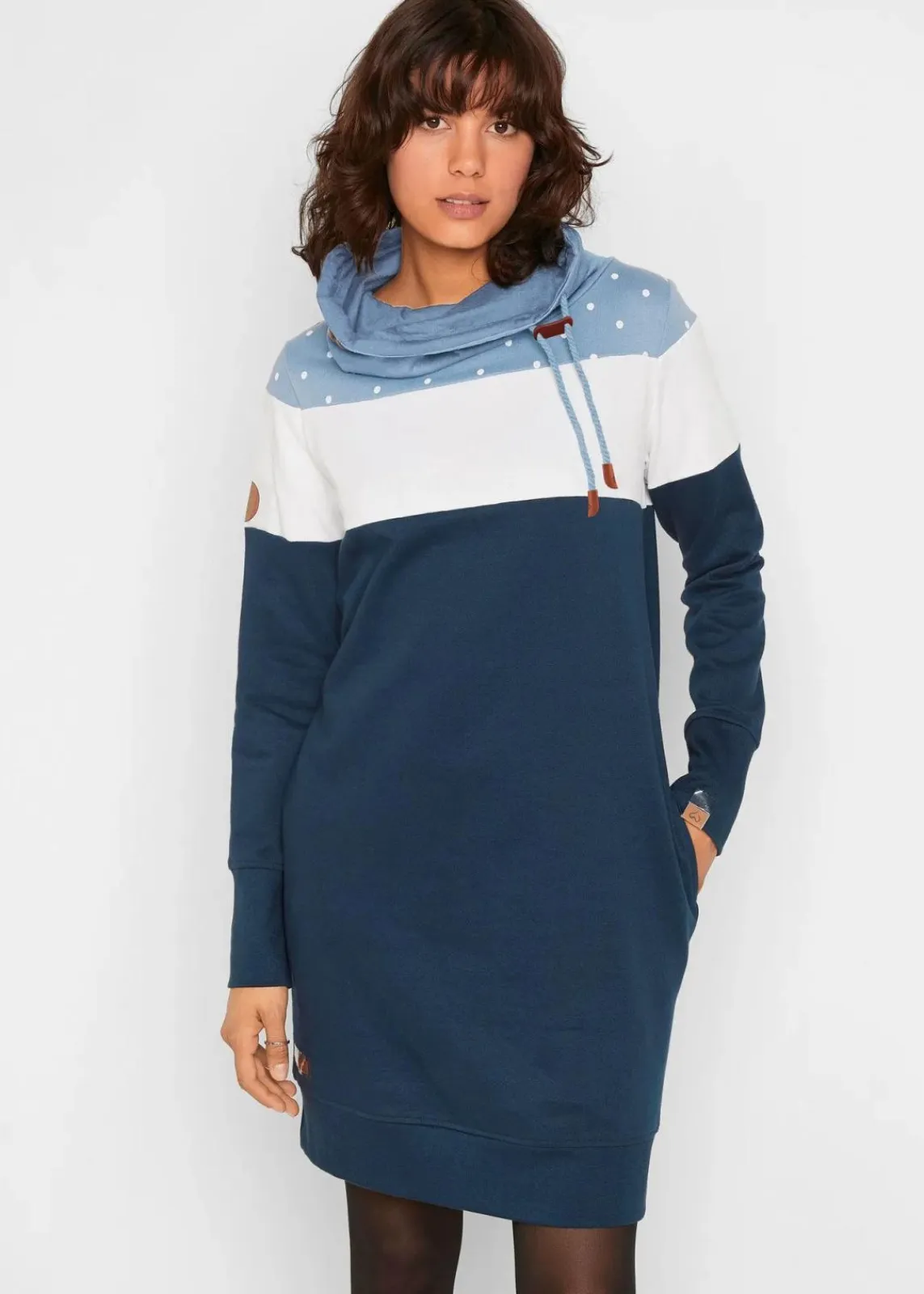 bonprix Bekleidung·Blusen & Tuniken|Sweat^Sweatkleid aus reiner Bio-Baumwolle dunkelblau gepunktet