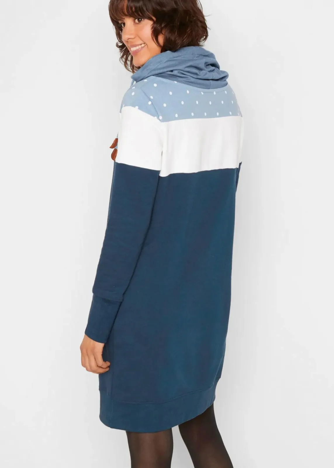 bonprix Bekleidung·Blusen & Tuniken|Sweat^Sweatkleid aus reiner Bio-Baumwolle dunkelblau gepunktet