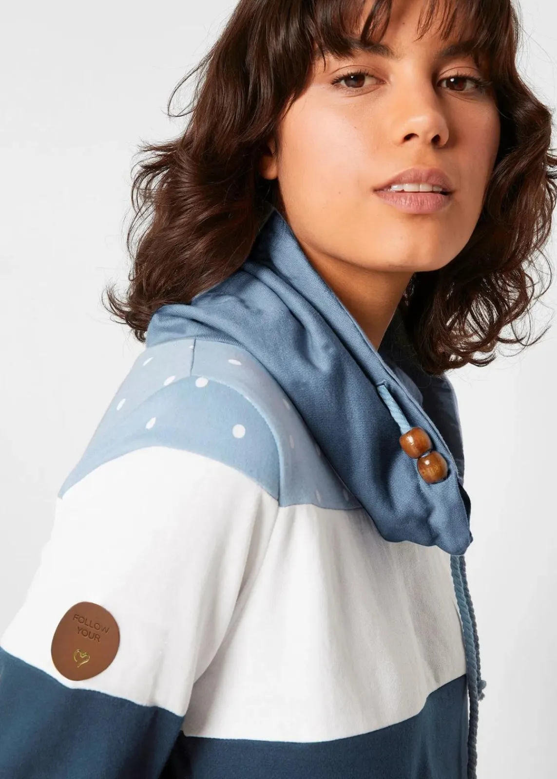 bonprix Bekleidung·Blusen & Tuniken|Sweat^Sweatkleid aus reiner Bio-Baumwolle dunkelblau gepunktet