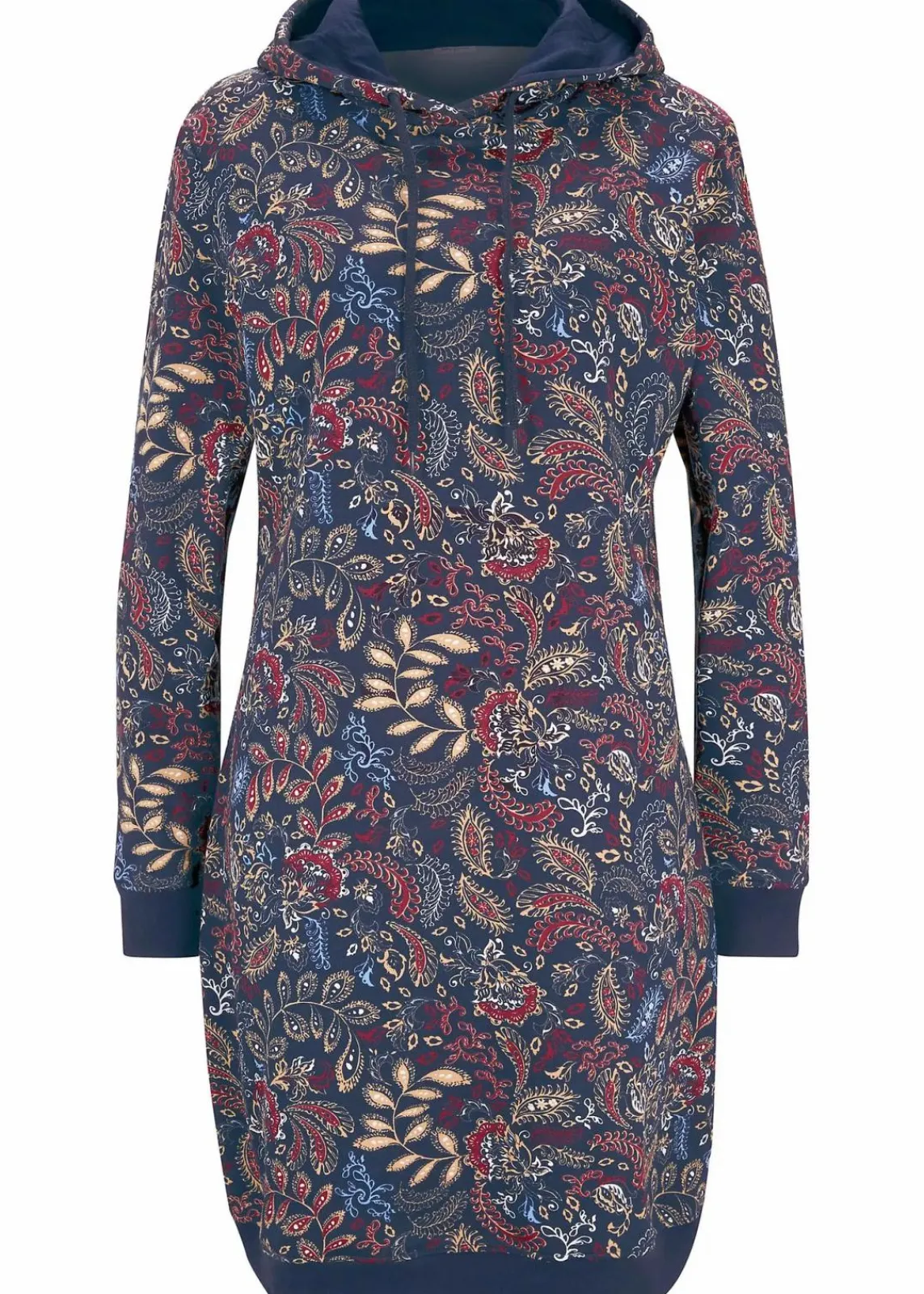 bonprix Bekleidung·Blusen & Tuniken|Bekleidung·Pullover & Strickjacken^Sweatkleid, bedruckt, langarm dunkelblau Paisley