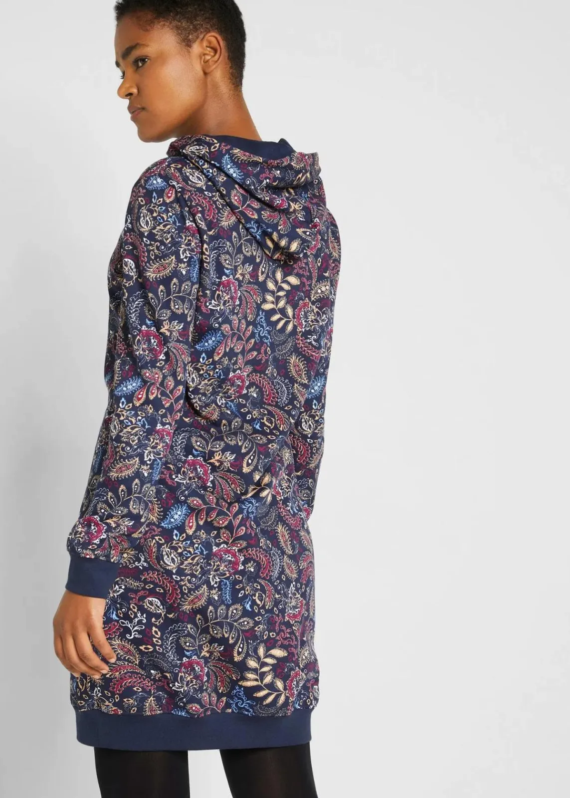 bonprix Bekleidung·Blusen & Tuniken|Bekleidung·Pullover & Strickjacken^Sweatkleid, bedruckt, langarm dunkelblau Paisley