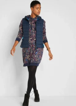 bonprix Bekleidung·Blusen & Tuniken|Bekleidung·Pullover & Strickjacken^Sweatkleid, bedruckt, langarm dunkelblau Paisley