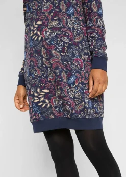 bonprix Bekleidung·Blusen & Tuniken|Bekleidung·Pullover & Strickjacken^Sweatkleid, bedruckt, langarm dunkelblau Paisley