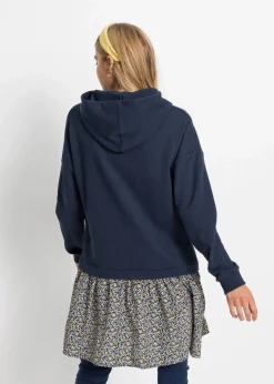 bonprix Sweat|Kleider^Sweatkleid in 2-in-1 Optik blau/gelb