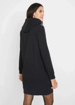 bonprix Kleider|Sweat^Sweatkleid mit Kapuze schwarz