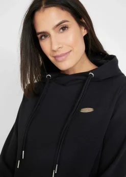 bonprix Kleider|Sweat^Sweatkleid mit Kapuze schwarz