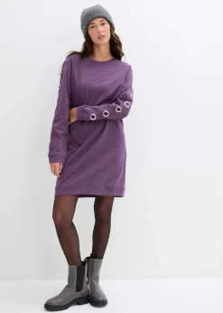 bonprix Bekleidung·Blusen & Tuniken|Bekleidung·Pullover & Strickjacken^Sweatkleid mit Ösen weinbeere
