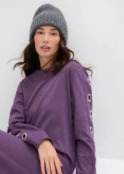 bonprix Bekleidung·Blusen & Tuniken|Bekleidung·Pullover & Strickjacken^Sweatkleid mit Ösen weinbeere