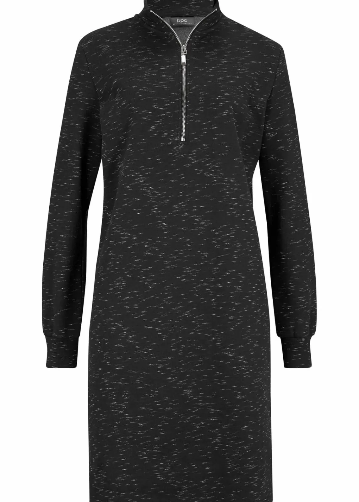 bonprix Kleider|Sweat^Sweatkleid mit Troyer schwarz