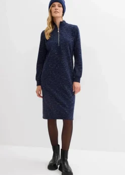 bonprix Kleider|Sweat^Sweatkleid mit Troyer dunkelblau