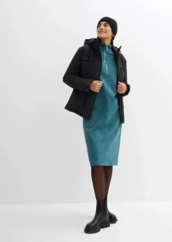bonprix Bekleidung·Blusen & Tuniken|Bekleidung·Pullover & Strickjacken^Sweatkleid mit Troyer pfeffergrün