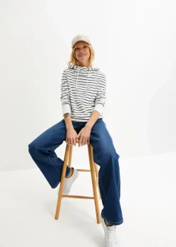 bonprix Bekleidung·Blusen & Tuniken|Sweat^Sweatshirt weiß/dunkelblau gestreift