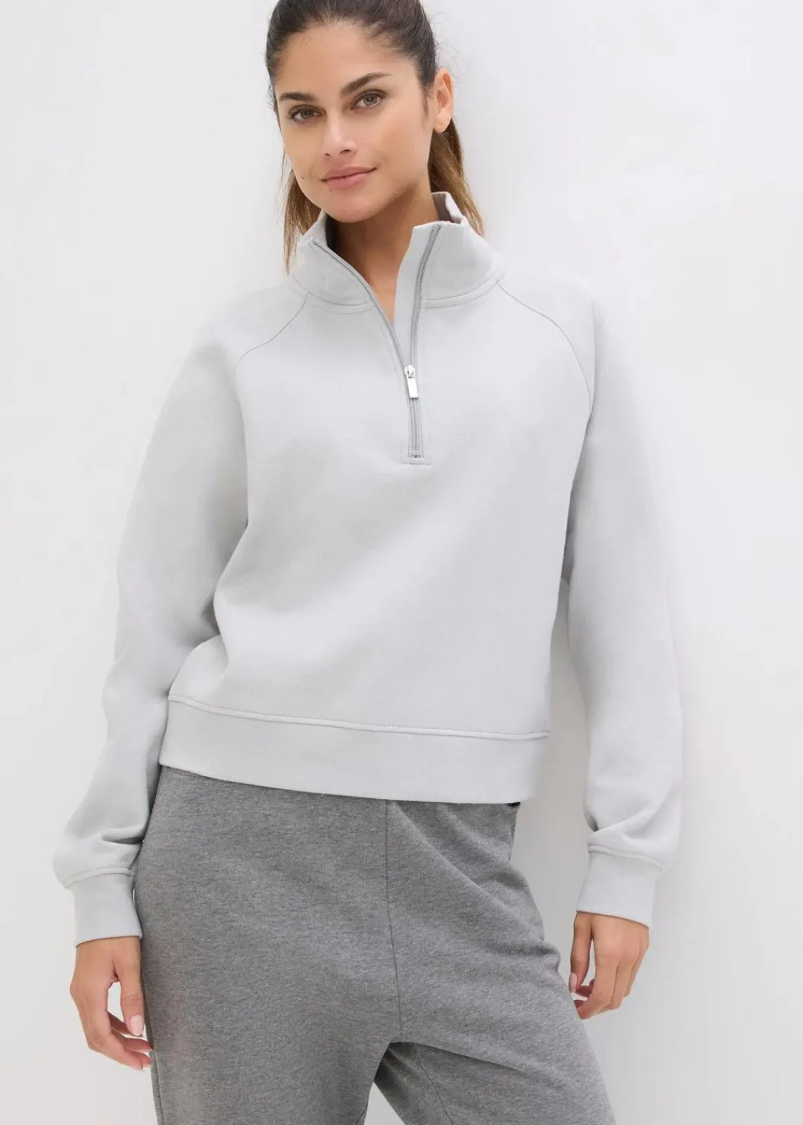 bonprix Sweat|Basics^Sweatshirt aus reiner Bio-Baumwolle stahlgrau
