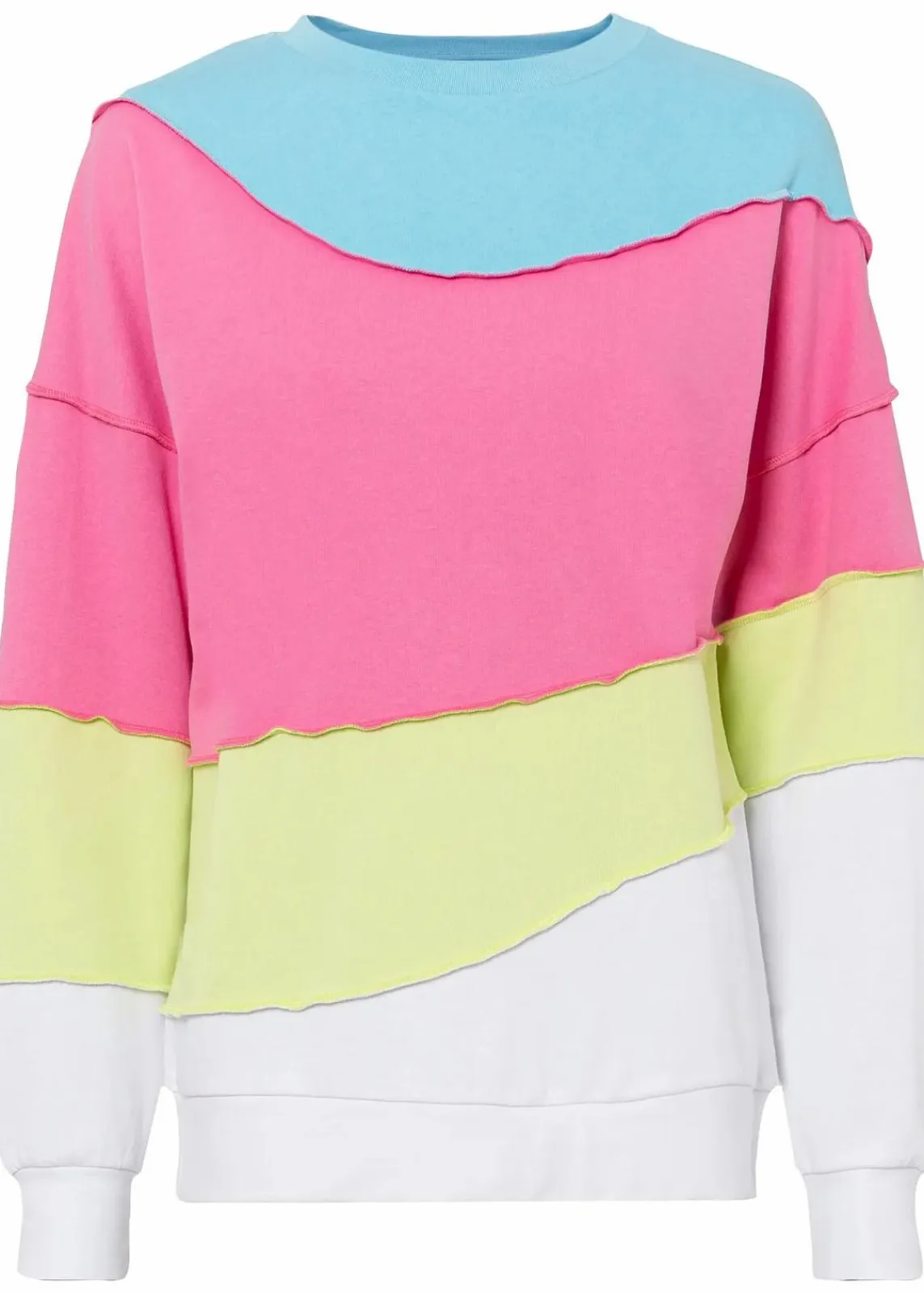 bonprix Bekleidung·Blusen & Tuniken|Nachhaltigere Materialien^Sweatshirt aus weichem Baumwoll-Mix flamingopink/mintgrün gestreift
