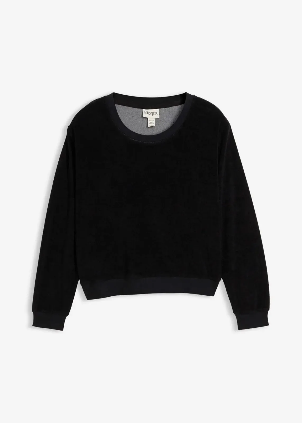 bonprix Bekleidung·Röcke|Basics^Sweatshirt aus weichem Frottee schwarz