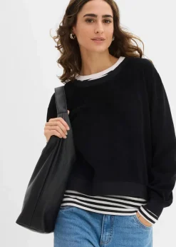 bonprix Bekleidung·Röcke|Basics^Sweatshirt aus weichem Frottee schwarz
