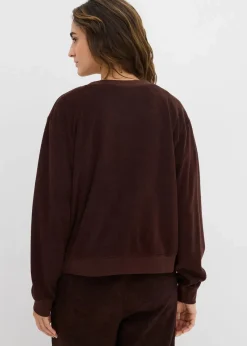 bonprix Basics|Bekleidung·Röcke^Sweatshirt aus weichem Frottee dunkelbraun