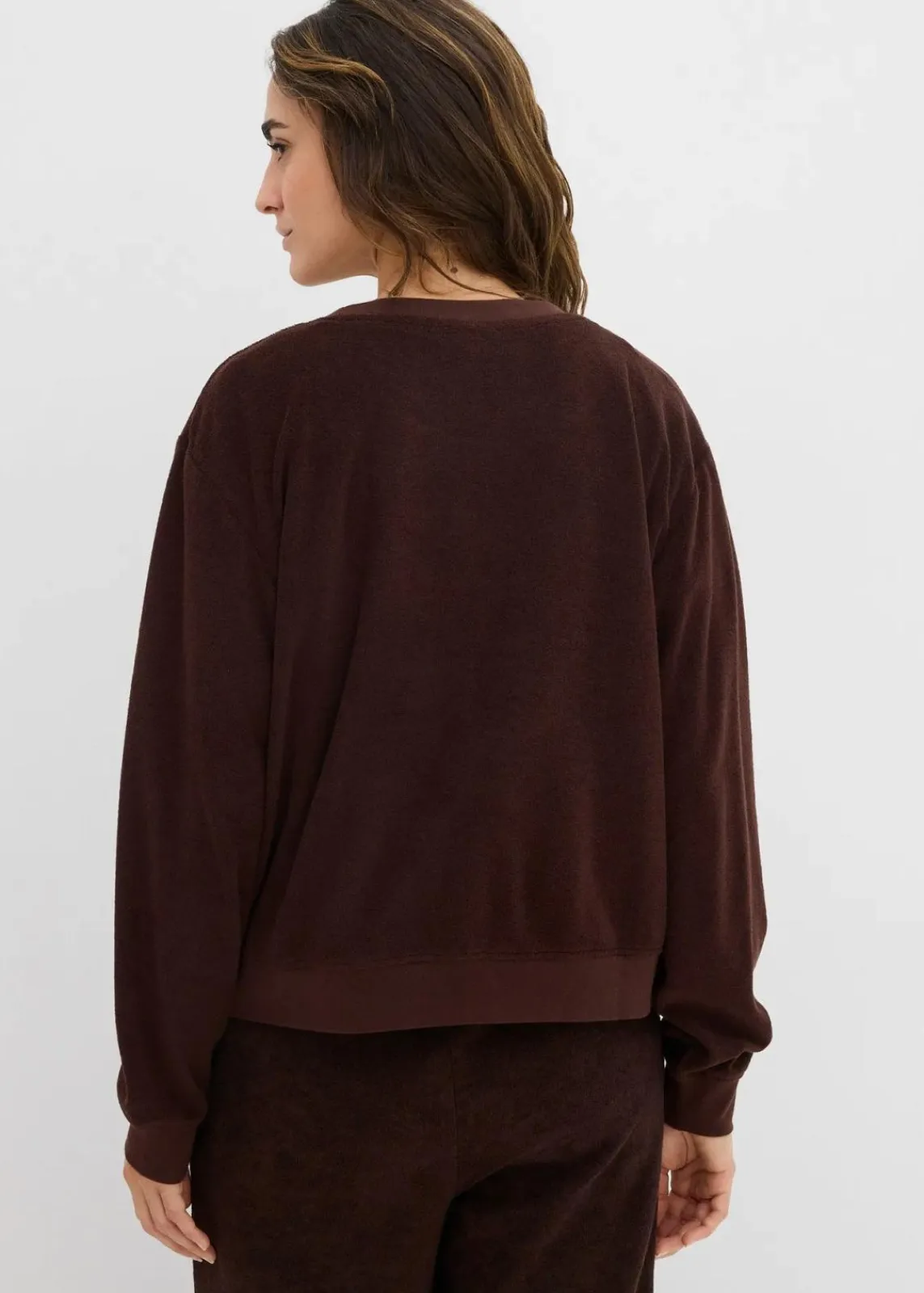 bonprix Basics|Bekleidung·Röcke^Sweatshirt aus weichem Frottee dunkelbraun