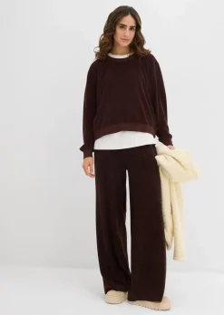 bonprix Basics|Bekleidung·Röcke^Sweatshirt aus weichem Frottee dunkelbraun